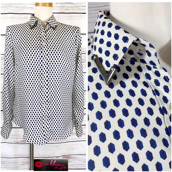 Zara Tops - ZARA Basic Button Up Shirt Silver Accents On Neck